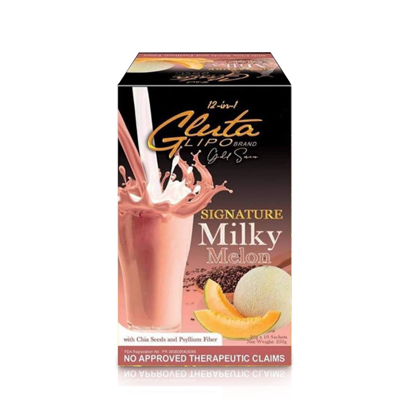 Gluta Lipo Brand Gold Series Signature Milky Melon 25g X 10 Sachets