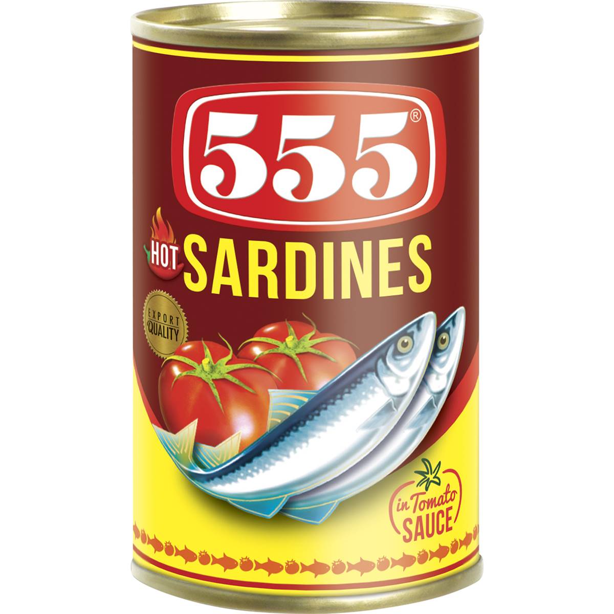 555 Hot Sardines in Tomato Sauce (425g) - A tasty and affordable grocery option available online in Oman, perfect for adding flavour to your meals. Shop the best online products in Oman today!