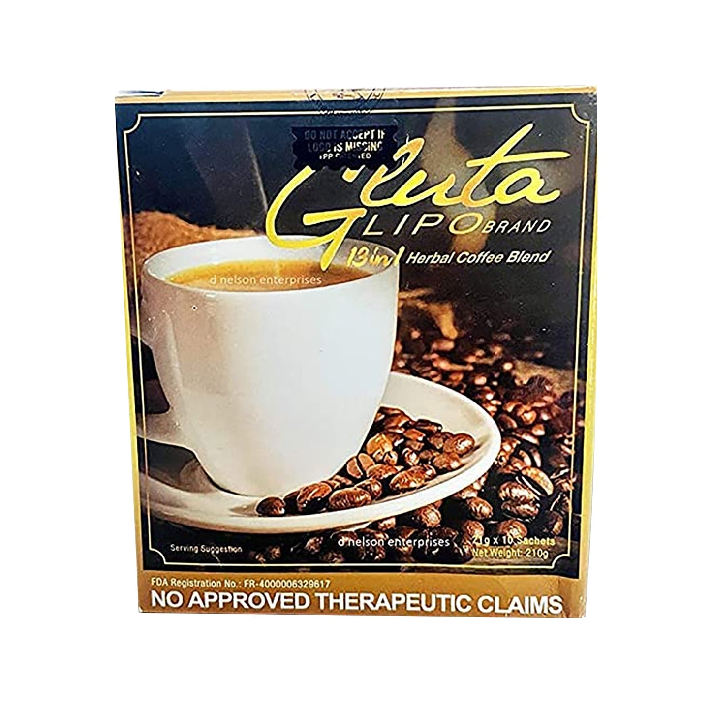 Gluta Lipo 13-in-1 Herbal Coffee Blend - 21g x 10 Sachets